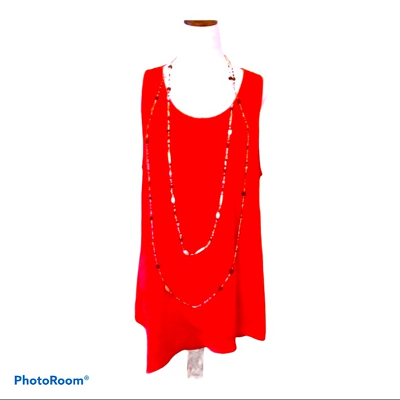 NEW! Karen Kane Coastal Grandma Layered Orange Shell Top L - Picture 1 of 12